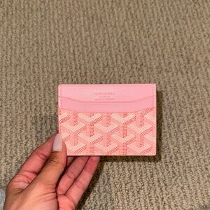 Faux Goyard Pink and Cream Card Holder